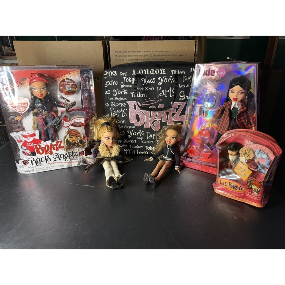 Brat Lot -Alwayz Jade Roxxi NIB, vtg Lil Bratz, 2003 Case & Loose Yasmin & Cloe